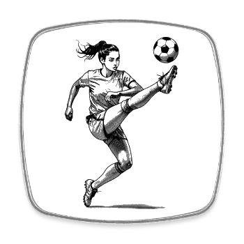 Kicker in focus: Women's football and scoring - Square fridge magnet - white - Front