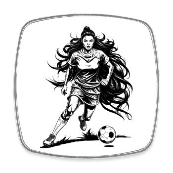 Soccer Shirt: Soccer Girl on the Soccer Field - Square fridge magnet - white - Front