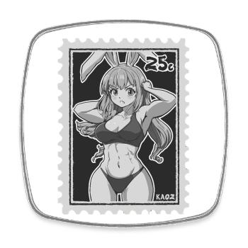 Lustiger Muskel Hase als Briefmarke - Viereckiger Kühlschrankmagnet - Weiß - Vorne