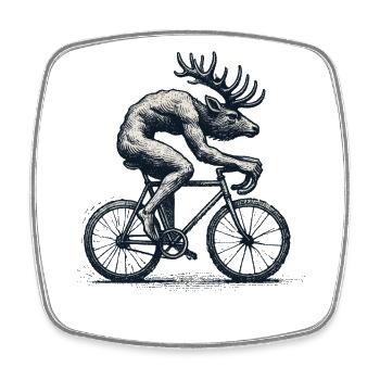 Funny Bicycle Moose Retro Cycling Fans - Square fridge magnet - white - Front