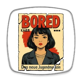 BORED: The new fake youth magazine - Square fridge magnet - white - Front