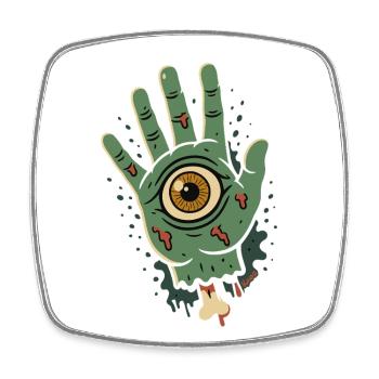 Main de zombie avec un œil - Magnet carré - blanc - Devant