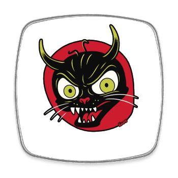 Devilish grimace of a devil cat - Square fridge magnet - white - Front