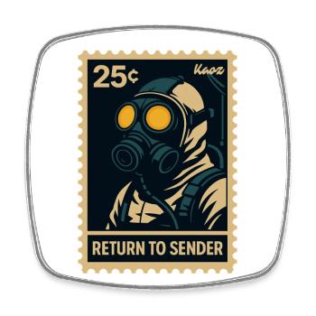 Return to Sender Gas Mask - Square fridge magnet - white - Front