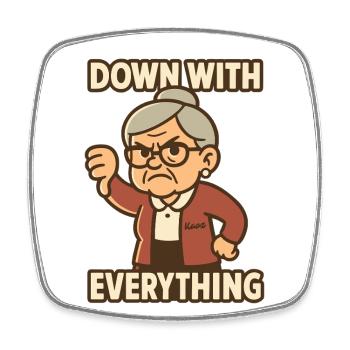 Grandma with thumbs down, down with everything - Square fridge magnet - white - Front