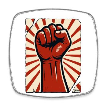 Poing Rouge – Puissance et Résistance - Magnet carré - blanc - Devant