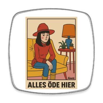 Kunst Hipster: Alles öde hier und Null Bock - Viereckiger Kühlschrankmagnet - Weiß - Vorne