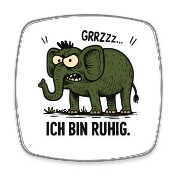 Wütender Elefant – Ich bin ruhig. - Viereckiger Kühlschrankmagnet - Weiß - Vorne