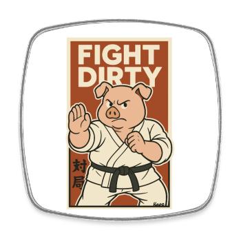 Karate Kampfschwein – Kämpfe schmutzig - Viereckiger Kühlschrankmagnet - Weiß - Vorne