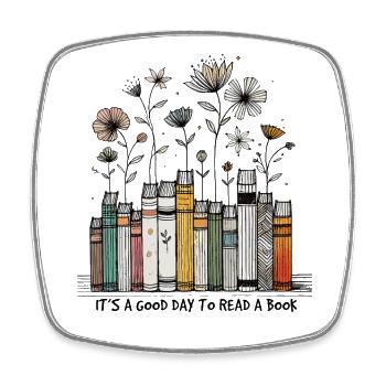 Bücherwurm Lustiger Buch Spruch Florales - Viereckiger Kühlschrankmagnet - Weiß - Vorne