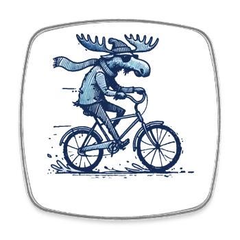Fahrrad Elch Design für Rennradliebhaber mit Stil - Viereckiger Kühlschrankmagnet - Weiß - Vorne