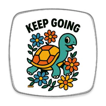 Motivierende Schildkröte mit Blumen - Viereckiger Kühlschrankmagnet - Weiß - Vorne