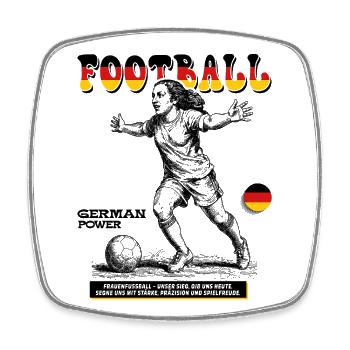 German Fußballspielerin Shirt: Taktik und Timing - Viereckiger Kühlschrankmagnet - Weiß - Vorne