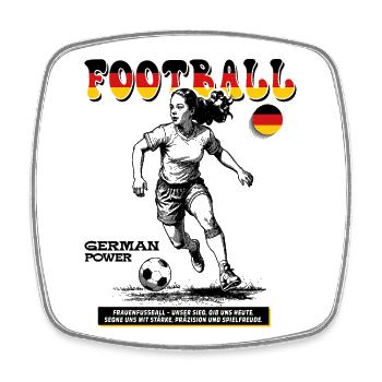 Deutscher Frauenfußball Shirt: Emotion am Ball - Viereckiger Kühlschrankmagnet - Weiß - Vorne