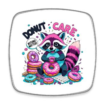 Donut Care Raccoon – Sweet & Indifferent - Square fridge magnet - white - Front