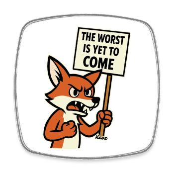 Un renard en colère proteste et met en garde - Magnet carré - blanc - Devant