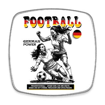 Frauenfußball Shirt Deutschland: Mut im Zweikampf - Viereckiger Kühlschrankmagnet - Weiß - Vorne