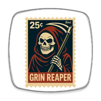 Der grinsende Sensenmann - Viereckiger Kühlschrankmagnet - Weiß - Vorne
