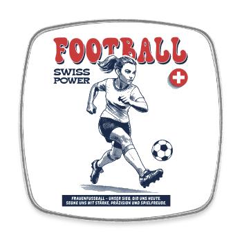 Schweizer Frauenfußball Shirt: Leidenschaft pur - Viereckiger Kühlschrankmagnet - Weiß - Vorne