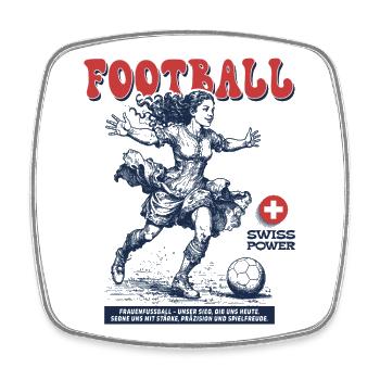Schweizer Frauenfußball Shirt: Technik mit Herz - Viereckiger Kühlschrankmagnet - Weiß - Vorne