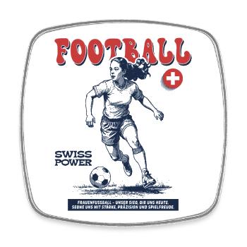Swiss Fußballerin Shirt: Spektakulärer Pass - Viereckiger Kühlschrankmagnet - Weiß - Vorne