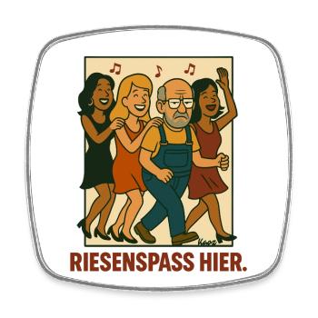 Peter Lustlos auf Bürofeier – Riesenspaß - Viereckiger Kühlschrankmagnet - Weiß - Vorne