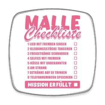 Malle Checkliste - Party Saufen - Viereckiger Kühlschrankmagnet - Weiß - Vorne