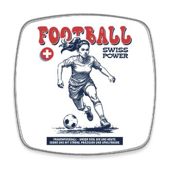 Schweizer Fußballspielerin Shirt: Technik im Spiel - Viereckiger Kühlschrankmagnet - Weiß - Vorne