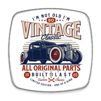 1965 Vintage Birthday Retro Car Gift - Square fridge magnet - white - Front
