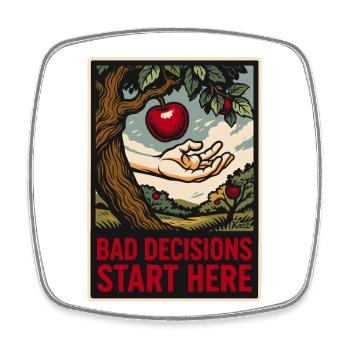 Paradise – Bad Decisions Start Here - Square fridge magnet - white - Front