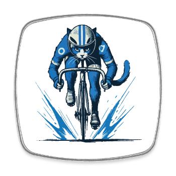 Sportliches Fahrradmotiv mit Katze für - Viereckiger Kühlschrankmagnet - Weiß - Vorne