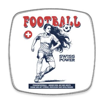 Suisse Fußballspielerin Shirt: Foulspiel mit Stil - Viereckiger Kühlschrankmagnet - Weiß - Vorne