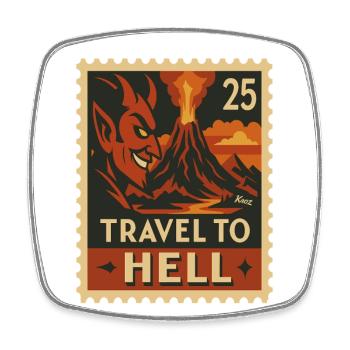 Teuflische Reise zur Hölle als Briefmarke - Viereckiger Kühlschrankmagnet - Weiß - Vorne