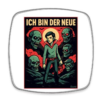 Ich bin der Neue – Zwischen den Untoten - Viereckiger Kühlschrankmagnet - Weiß - Vorne