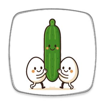 Two Eggs & a Cucumber – Best Friends - Square fridge magnet - white - Front