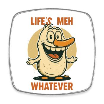 Life? Yes. – Somehow it doesn't matter duck with sock shot - Square fridge magnet - white - Front