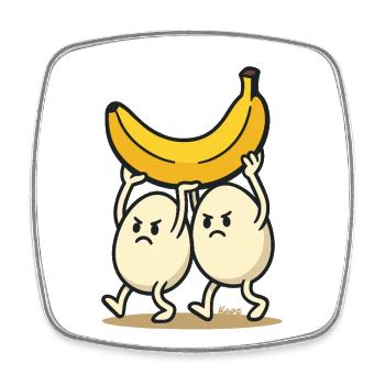 Teamwork – Two eggs and a banana - Square fridge magnet - white - Front