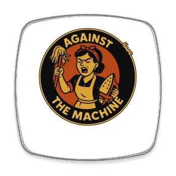 Tâches ménagères : la femme au foyer contre la machine ! - Magnet carré - blanc - Devant
