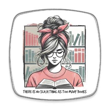 L’amateur de livres rencontre le look rétro d’une fille de livre - Magnet carré - blanc - Devant