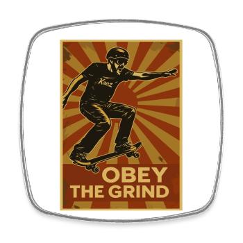 Skater Poster Retro – Gehorche dem Grind - Viereckiger Kühlschrankmagnet - Weiß - Vorne