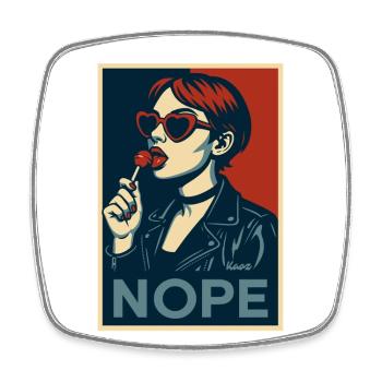 Fille rétro pop art – Affiche de déclaration NOPE - Magnet carré - blanc - Devant