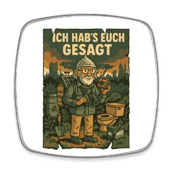 ICH HAB’S EUCH GESAGT – Öko-Prepper Peter - Viereckiger Kühlschrankmagnet - Weiß - Vorne