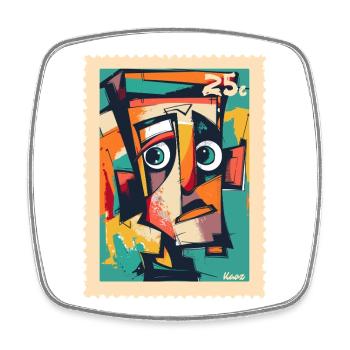 Kubistischer Kopf – Briefmarke der Verwirrung - Viereckiger Kühlschrankmagnet - Weiß - Vorne