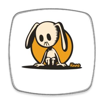 Pensive bunny – silent cartoon motif - Square fridge magnet - white - Front
