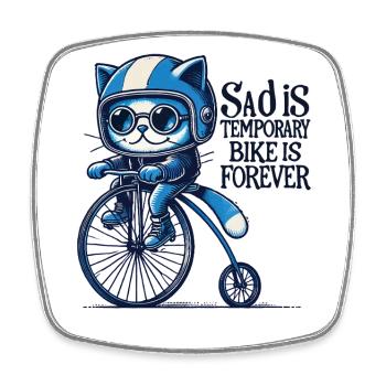 Cats Bicycle Design with Saying for Cyclists - Square fridge magnet - white - Front