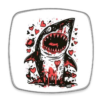 Lovesick shark with palpitations - Square fridge magnet - white - Front