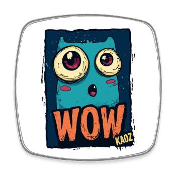 WOW, Überfordertes Comic Monster mit Effekt - Viereckiger Kühlschrankmagnet - Weiß - Vorne