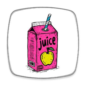 Knalliger Apfelsaft – Eine Packung Pop Art Saft - Viereckiger Kühlschrankmagnet - Weiß - Vorne