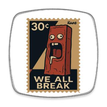 Emo Brick – Stamp of Overwhelm - Square fridge magnet - white - Front