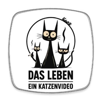 Life: A Cat Video - Square fridge magnet - white - Front